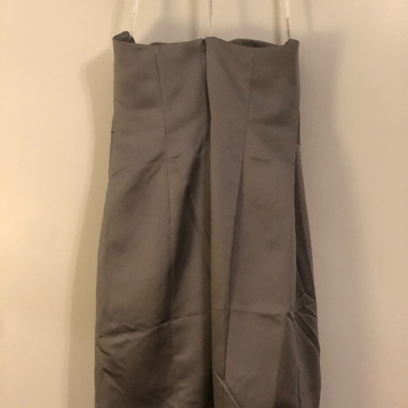 Short Strapless Satin Dress with Pleating - Picture 3 of 4